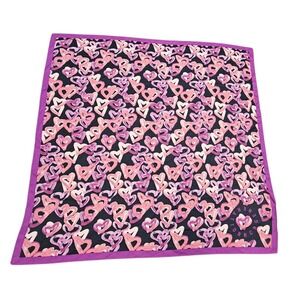 BCBGGeneration Heart Print Scarf‎ Black Pink Purple Polyester Square